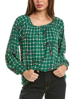 Cabi XL Bohemian Peasant Spring Loose Fit Smocked Cuffs Voyager Blouse